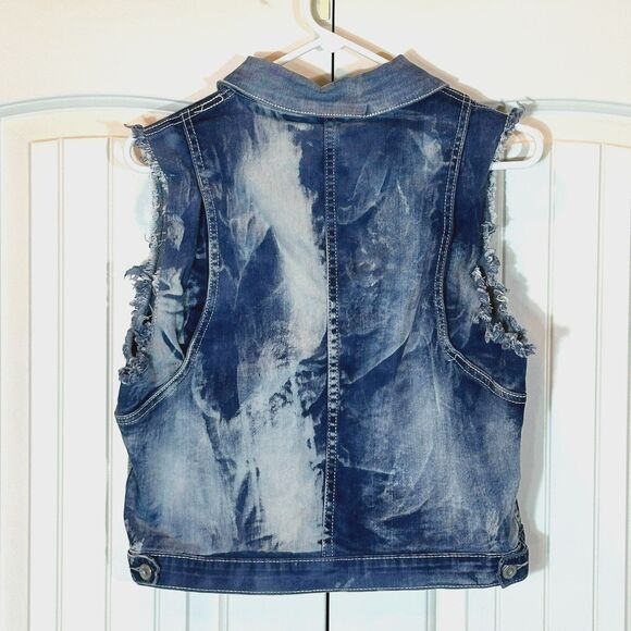 Women's LAVD Acid Wash Stretch Denim Vest Size 2X - Picture 2 of 2